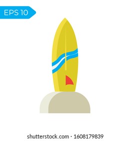 Surfboard flat minimalist icon design summer theme