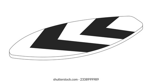 Surfboard flat monochrome isolated vector object. Water sports equipment. Beach leisure. Editable black and white line art drawing. Simple outline spot illustration for web graphic design