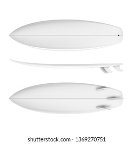 Surfboard front back side view isolated on white background in vector format