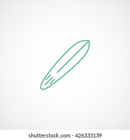 Surfboard Green Flat Icon On White Background