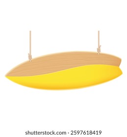 Surfboard Hanging Sign Isolated White Wooden Yellow