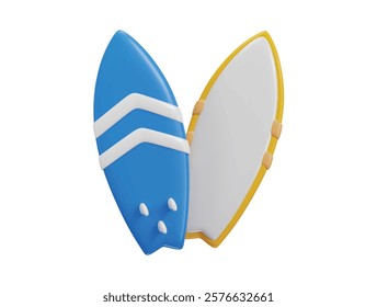 Surfboard icon 3d render concept of holiday vacation on ocean vector illustration