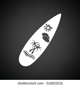 Surfboard icon. Black background with white. Vector illustration.