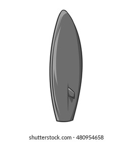 Surfboard icon in black monochrome style isolated on white background. Surfing symbol vector illustration