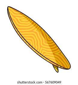 Surfboard icon in cartoon style isolated on white background. Surfing symbol stock vector illustration.