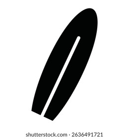 Surfboard icon Flat outline fill black and white