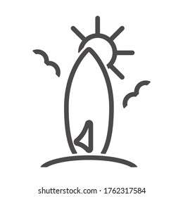 Icono de Surfboard en estilo plano.Ilustración vectorial.