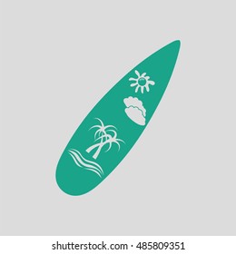 Surfboard icon. Gray background with green. Vector illustration.