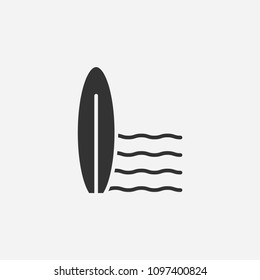 Surfboard icon illustration,vector surfing sign symbol