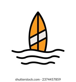 Icono de Surfboard aislar ilustración de material vectorial de fondo blanco