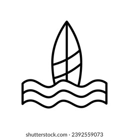 Surfboard icon isolate white background vector stock illustration.