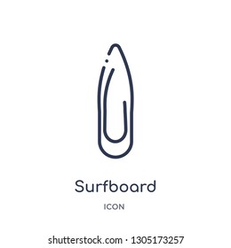 surfboard icon from nautical outline collection. Thin line surfboard icon isolated on white background.
