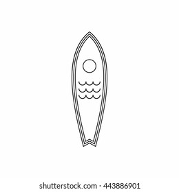 Surfboard icon in outline style isolated on white background