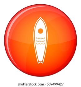 Surfboard icon in red circle isolated on white background vector illustration