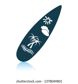 Surfboard icon. Shadow reflection design. Vector illustration.