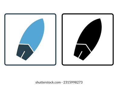 Surfboard icon. Solid icon style design. Simple vector design editable