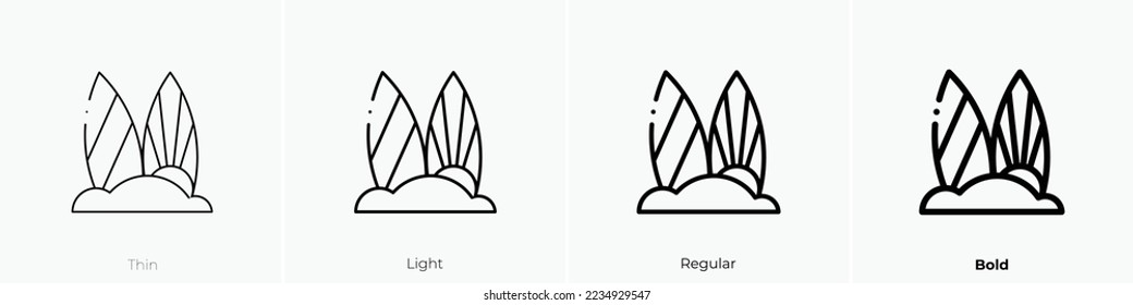 Surfboard icon. Thin, Light Regular And Bold style design isolated on white background