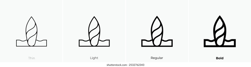 Surfboard icon. Thin, Light Regular And Bold style design isolated on white background