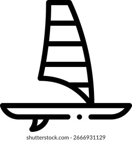 Surfbrett-Symbol. Design mit dünnen linearen Stilen einzeln auf weißem Hintergrund