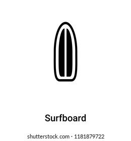 Surfboard icon vector isolated on white background, logo concept of Surfboard sign on transparent background, filled black symbol
