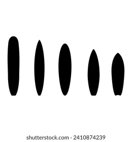 Vektorset für Surfboard-Icon Sammlung von Surfillustrationszeichen. Surf-Reitsymbol oder Logo.