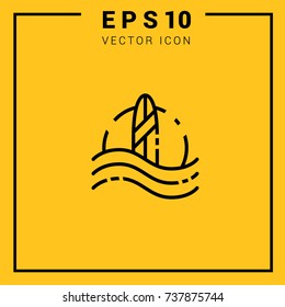 surfboard icon vector. Web. Graphic element.