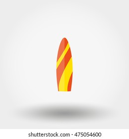 Surfboard. Icon for web and mobile application. Vector illustration on a white background. Flat design style.