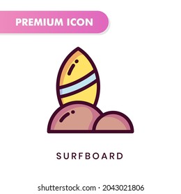 surfboard icon for your website design, logo, app, UI. Vector graphics illustration and editable stroke. surfboard icon lineal color design.