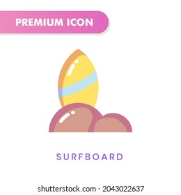 icono de tabla de surf para tu diseño de sitio web, logotipo, aplicación, interfaz de usuario. Ilustración gráfica vectorial y trazo editable. diseño plano de icono de surfboard.