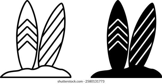 Surfboard Icons. Black and White Vector Icons. Ocean Waves Riding Boards. Brazilian Carnival Concept
