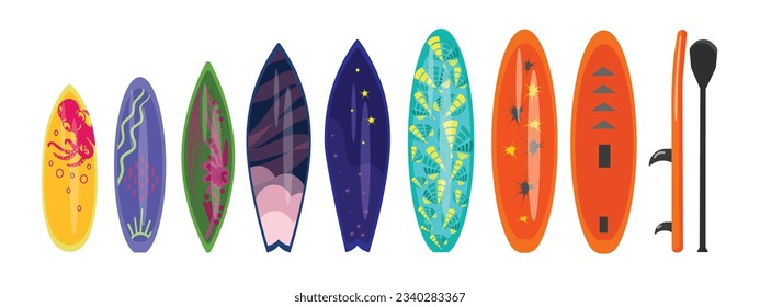 Surfboard icons set cartoon vector. Surfing board. Beach surf