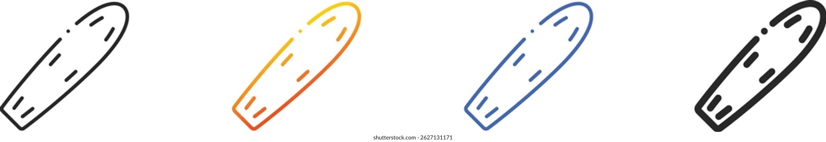 Surfboard icon.Thin Linear, Gradient, Blue Stroke and bold Style Design Isolated On White Background