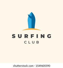 Surfboard illustration for surfing club logo template design.