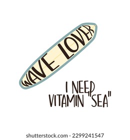 SURFBOARD isolated on white background. Vector illustration.