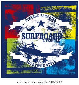 surfboard lifestyle shield with surfer