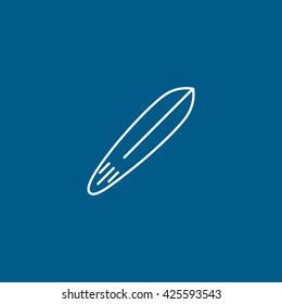 Surfboard Line Icon On Blue Background