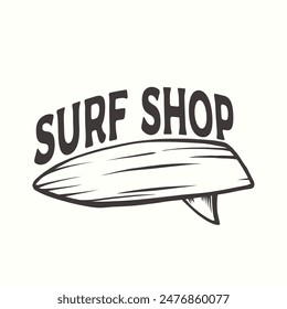 surfboard logo design template for surf club, surf shop, surf merch.