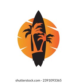 Surfboard logo icon design vector illustration template.