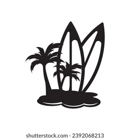 Surfboard logo icon design vector illustration template.