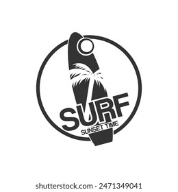surfboard logo or surf badge, logo mark for surf