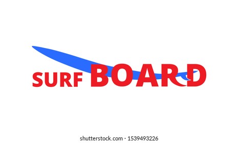 Surfboard logo for surfing board stuff shop, holiday services or company, for surfer hobby