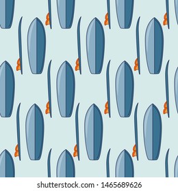 Surfboard minimal pattern - vector simple texture. Sport equipment. Background with summertime holidays symbols. Seamless pattern for textile, web design, surface textures, banner.