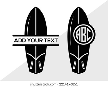Surfboard Mnogram SVG Printable Vector Illustration