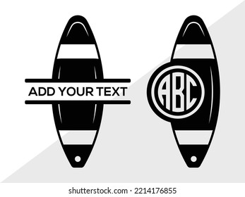 Surfboard Mnogram SVG Printable Vector Illustration