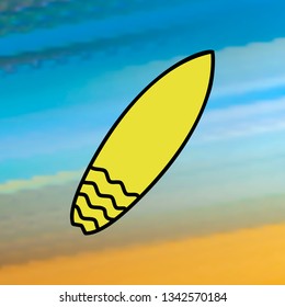 Surfboard mono color icon. Simple color vector of Summer icons for UI and UX, website or mobile application