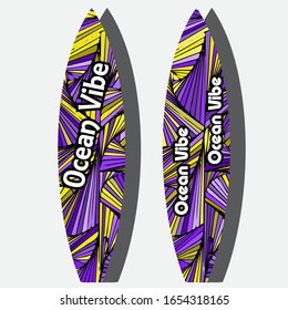 Surfboard on grey background with reflection