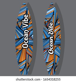 Surfboard on grey background with reflection