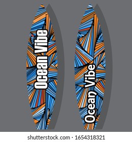 Surfboard on grey background with reflection
