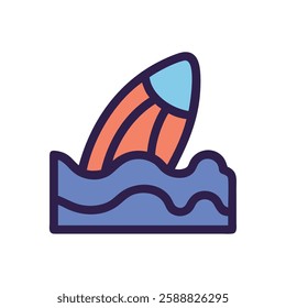 Surfboard on ocean waves illustration