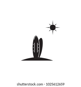 surfboard on the sand icon. Elements of beach holidays icon. Premium quality graphic design. Signs and symbols icon for websites, web design, mobile app on white background